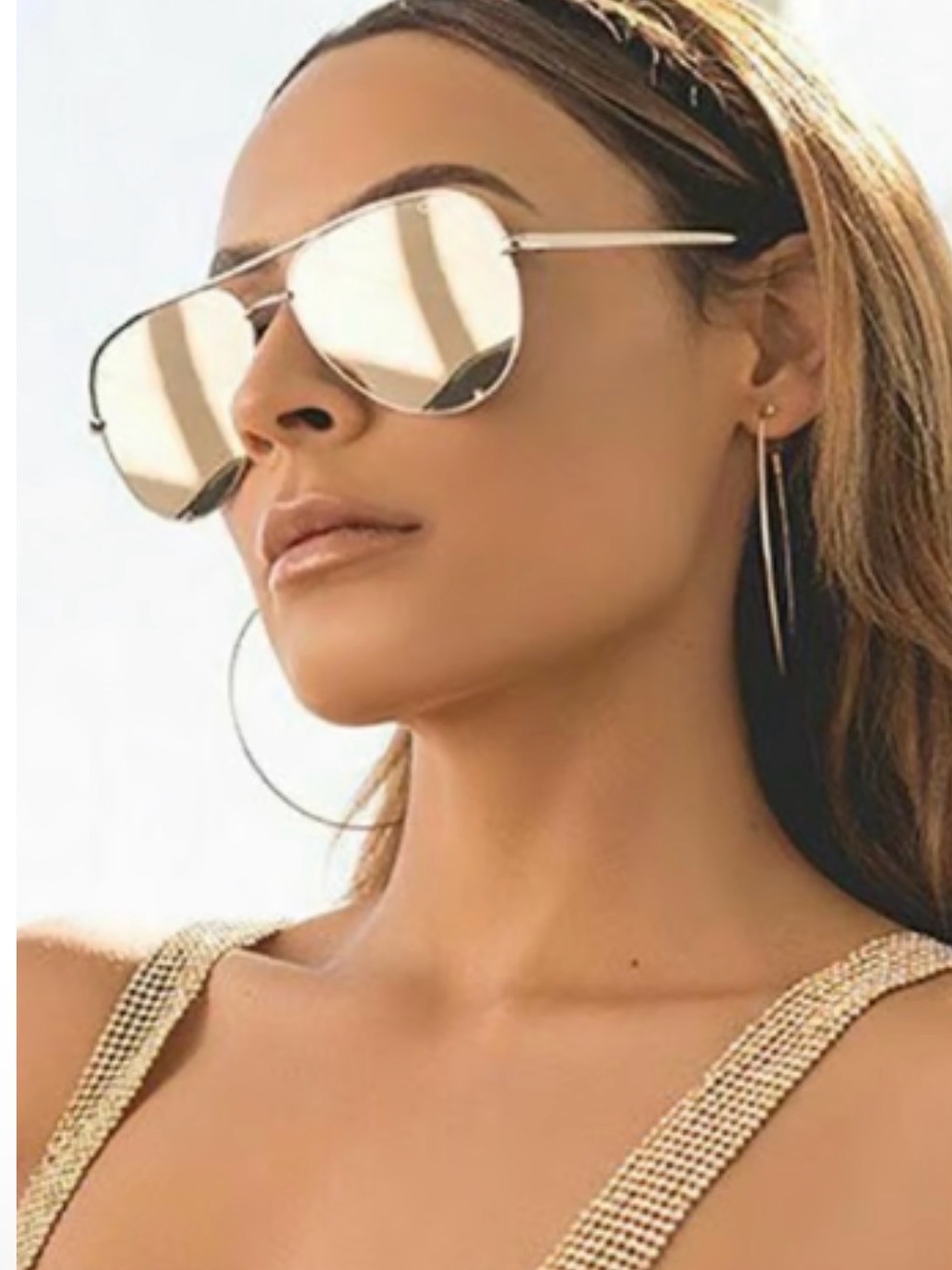 Quay Australia Rose Gold Aviator Sunglasses with Pink Gradient Lenses